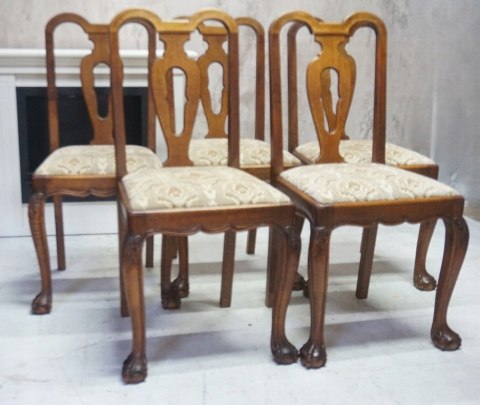 H-P KOMPLET 5 STYLOWYCH KRZESEŁ DĘBOWYCH - STYL CHIPPENDALE