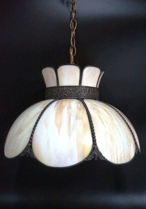 H-P LAMPA WITRAŻOWA W STYLU TIFFANY - PŁATKI KWIATU - dwa klosze