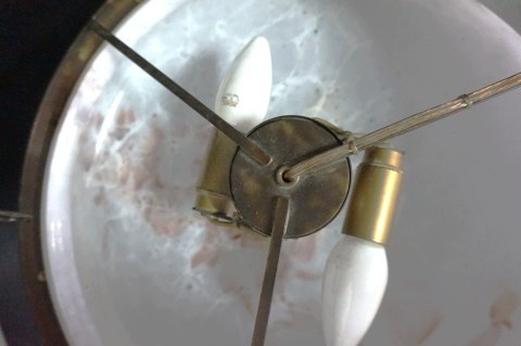 H-P PIĘKNA LAMPA AMPLA ZWIS SECESJA MARMURKOWY KLOSZ