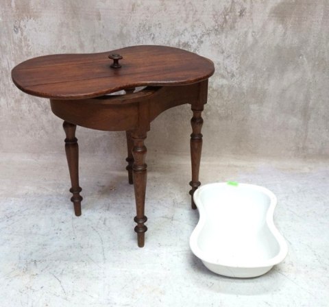H-P XVIIIw ANTYCZNA TOALETA BIDET DREWNIANY Z CERAMIKĄ V&B