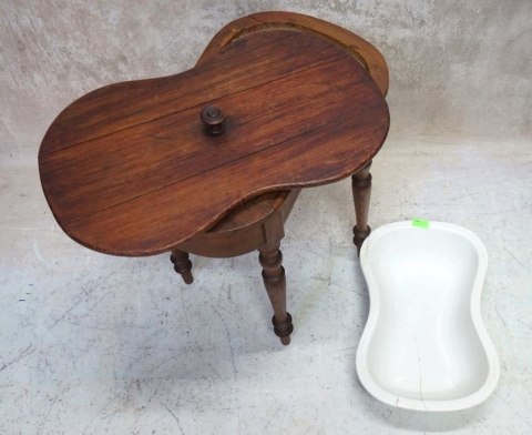H-P XVIIIw ANTYCZNA TOALETA BIDET DREWNIANY Z CERAMIKĄ V&B