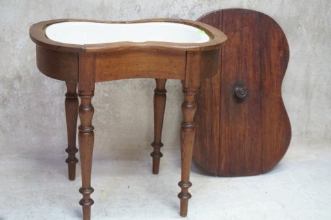H-P XVIIIw ANTYCZNA TOALETA BIDET DREWNIANY Z CERAMIKĄ V&B