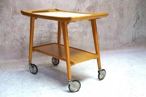 H-P BAREK STOLIK NA KÓŁKACH OPAL MÖBEL - MID-CENTURY MODERN, LATA 60
