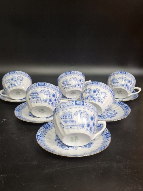 H-P CUDNE ZDOBIONE KOBALTEM Filiżanka + spodek CHINA BLUE 6 osób