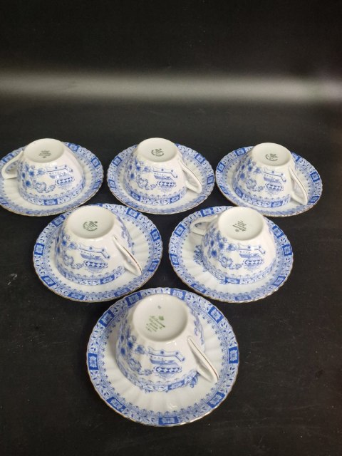 H-P CUDNE ZDOBIONE KOBALTEM Filiżanka + spodek CHINA BLUE 6 osób