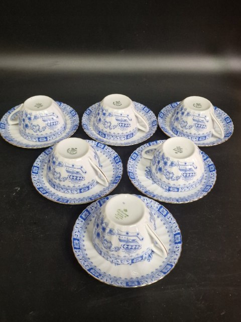 H-P CUDNE ZDOBIONE KOBALTEM Filiżanka + spodek CHINA BLUE 6 osób