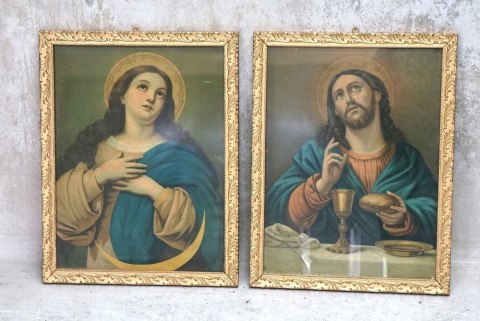 H-P PARA ZABYTKOWYCH OBRAZÓW RELIGIJNYCH MARIA I JEZUS - oleodruk\