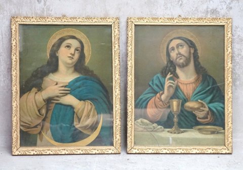 H-P PARA ZABYTKOWYCH OBRAZÓW RELIGIJNYCH MARIA I JEZUS - oleodruk\