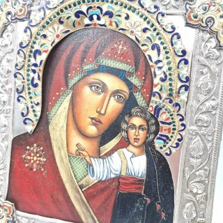 H-P PIĘKNA IKONA MATKI BOSKIEJ KAZAŃSKIEJ W KOSZULCE