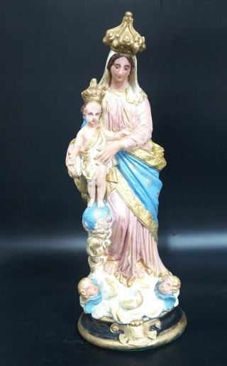 H-P STARA FIGURA MATKA BOSKA Z DZIECIĄTKIEM NOTRE DAME DES VICTOIRES ANTYK