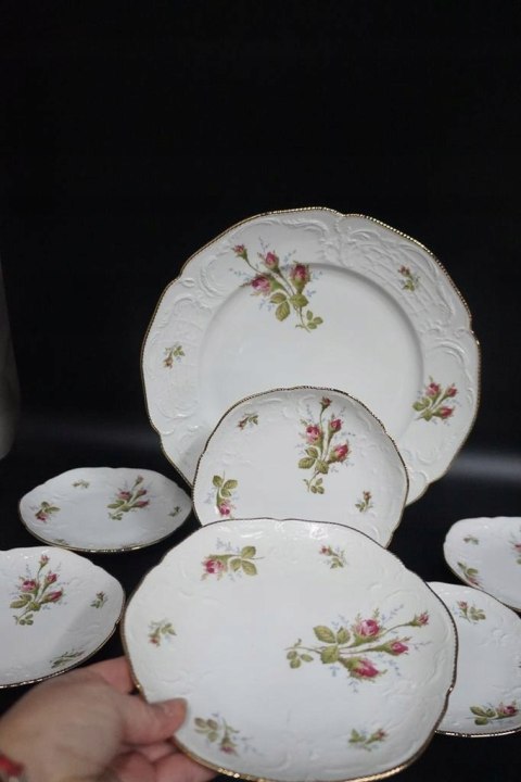 H-P KOMPLET ROSENTHAL TALERZ NA CIASTO +6 TALERZY DESEROWYCH Sanssouci