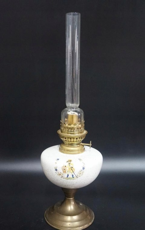 H-P MOSIĘŻNO CERAMICZNA LAMPA NAFTOWA Z KLOSZEM