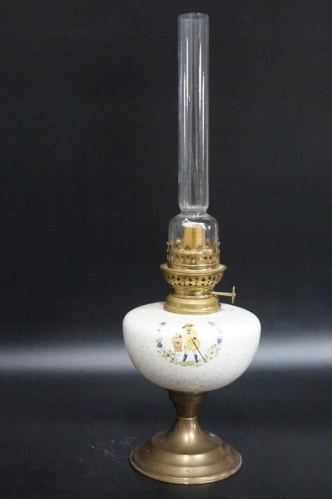 H-P MOSIĘŻNO CERAMICZNA LAMPA NAFTOWA Z KLOSZEM