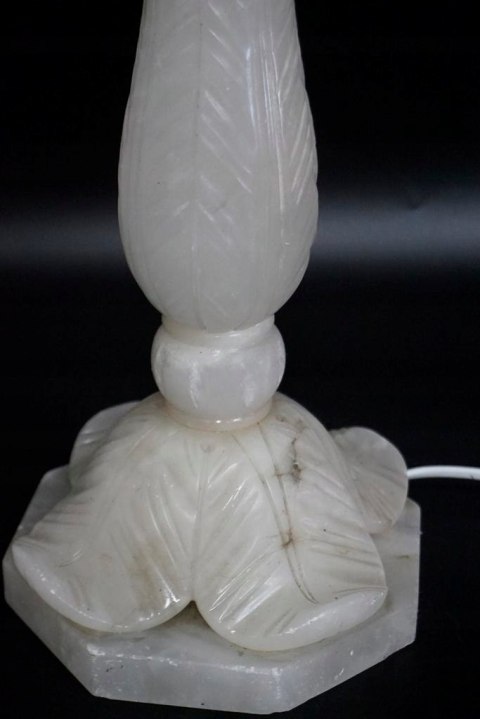 H-P PIĘKNA WYSOKA LAMPA KOLUMNOWA Z ALABASTRU z abażurem BOHO