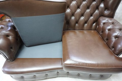 H-P KANAPA CHESTERFIELD BRĄZ SKÓRA NATURALNA