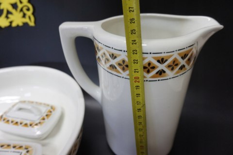 H-P ZESTAW TOALETOWY DZBAN Z MISĄ i mydelniczki ŁAZIENKA LAT 20-TYCH