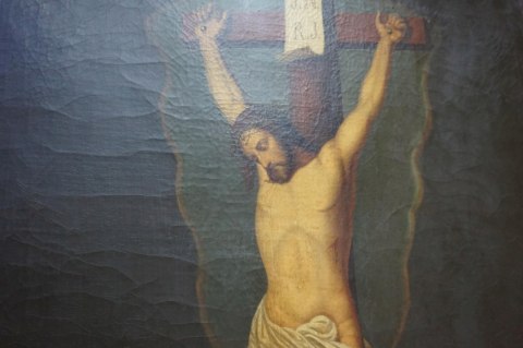 H-P ANTYCZNY RELIGIJNY OBRAZ UKRZYŻOWANIE - JEZUS NA KRZYŻU