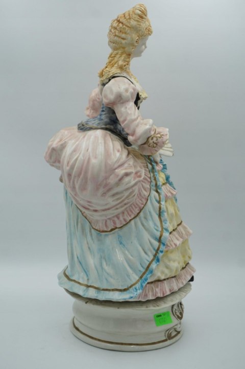 H-P DUŻA FIGURA DAMA z WACHLARZEM WŁOSKA CERAMIKA a'la CAPODIMONTE 57cm