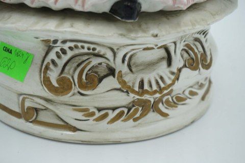 H-P DUŻA FIGURA DAMA z WACHLARZEM WŁOSKA CERAMIKA a'la CAPODIMONTE 57cm