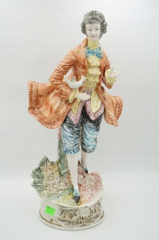 H-P DUŻA FIGURA DWORZANIN WŁOSKA CERAMIKA a'la CAPODIMONTE 57cm