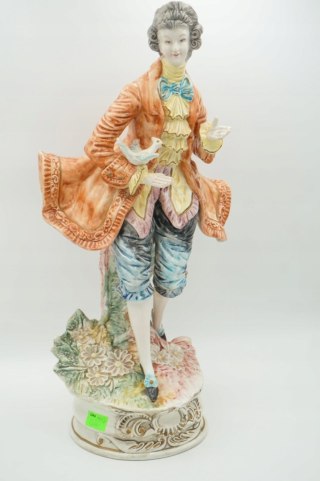 H-P DUŻA FIGURA DWORZANIN WŁOSKA CERAMIKA a'la CAPODIMONTE 57cm