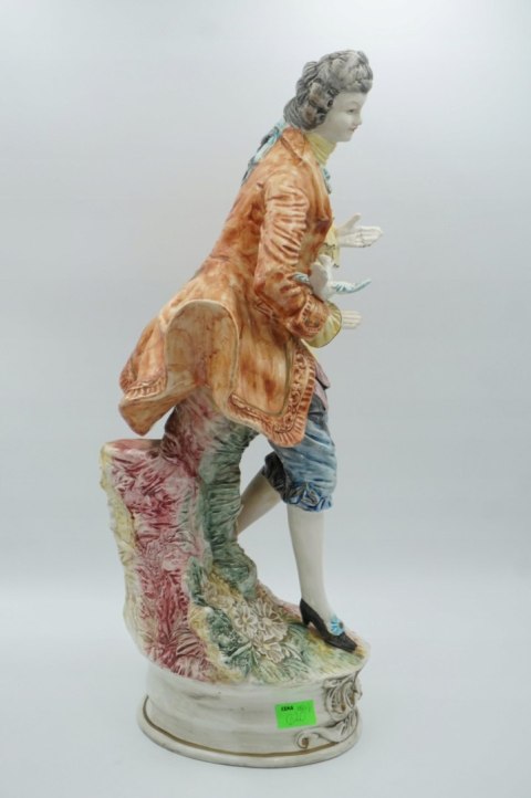 H-P DUŻA FIGURA DWORZANIN WŁOSKA CERAMIKA a'la CAPODIMONTE 57cm