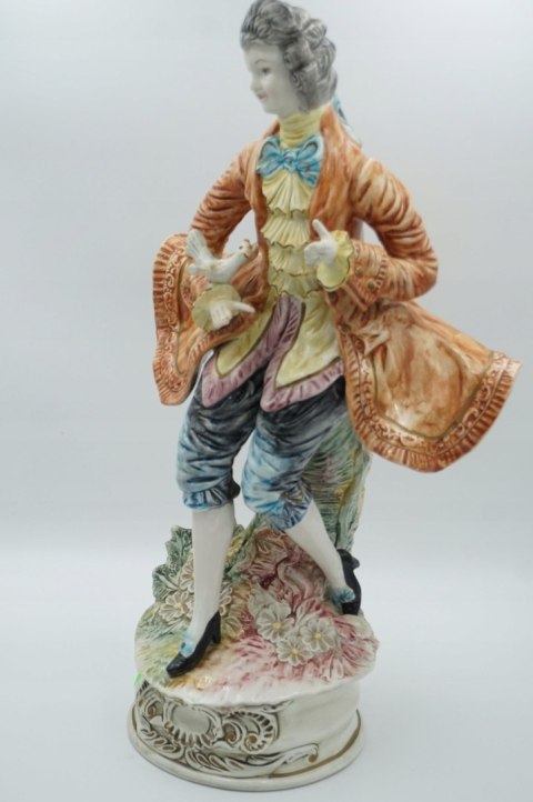 H-P DUŻA FIGURA DWORZANIN WŁOSKA CERAMIKA a'la CAPODIMONTE 57cm