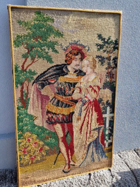 H-P PIĘKNY STARY DUŻY GOBELIN -MAKATA KILIM SCENKA RODZAJOWA 136 cm x 83 cm