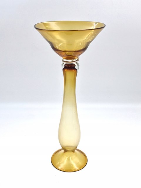 H-P SMUKŁY WYSOKI ŚWIECZNIK SZKLANY Westmoreland honey glass