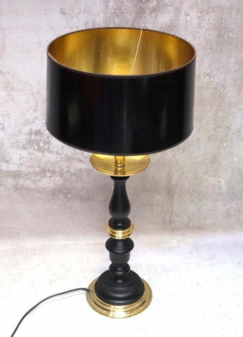 H-P STYLOWA LAMPA STOŁOWA VINTAGE DREWNO MOSIĄDZ CZARNA