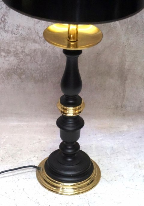 H-P STYLOWA LAMPA STOŁOWA VINTAGE DREWNO MOSIĄDZ CZARNA