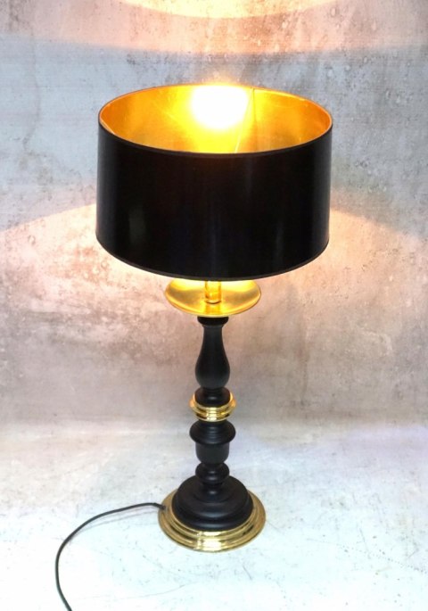 H-P STYLOWA LAMPA STOŁOWA VINTAGE DREWNO MOSIĄDZ CZARNA