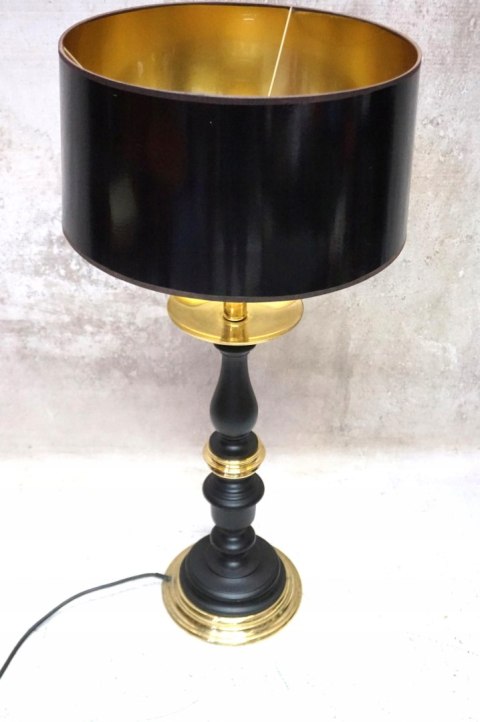 H-P STYLOWA LAMPA STOŁOWA VINTAGE DREWNO MOSIĄDZ CZARNA