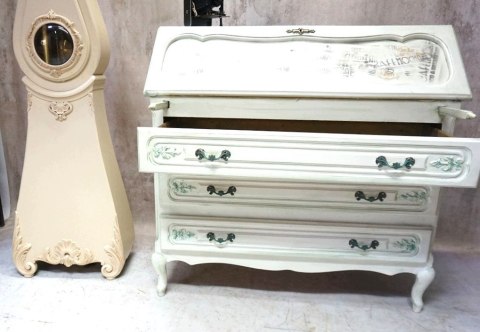 H-P STYLOWY SEKRETARZYK LUDWIKOWSKI - SHABBY CHIC STYL PROWANSALSKI BIELONY