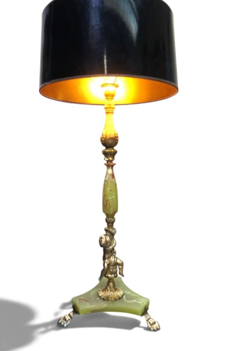 H-P WYSOKA LAMPA STOŁOWA W STYLU NEOKLASYCZNYM - ZIELONY ONYKS