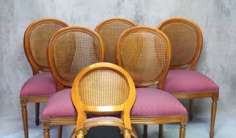 H-P KOMPET STYLOWYCH KRZESEŁ MEDALION Z RAFIĄ 6 szt KLASYKA I ELEGANCJA