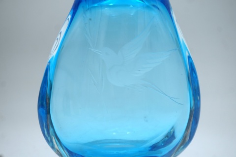 H-P CUDNY NIEBIESKI SZKLANY WAZON KOSTA BODA ART GLASS